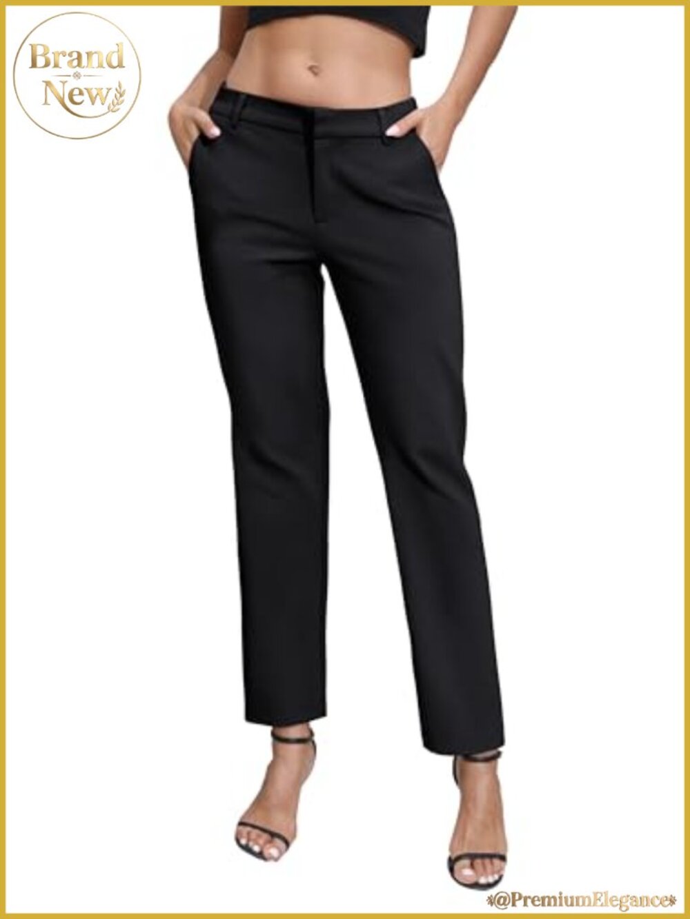 Elastic Waist Dress Pants Business Casual Stretch Slacks Pockets